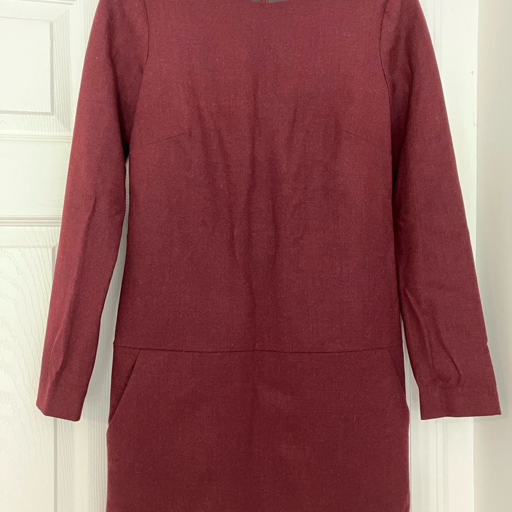 Theory Red Long Sleeve Sheath Dress